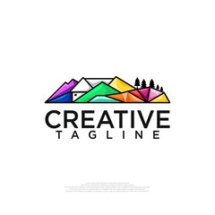 House logo with mountain concept design vector