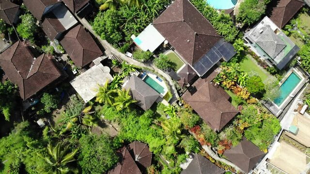 Birds Eye Drone Footage of Villas in Ubud, Bali