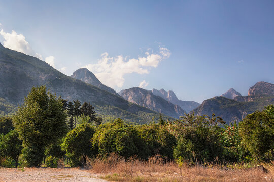 View of the Taurus Mountains in the city of Beldibi, Turkey
