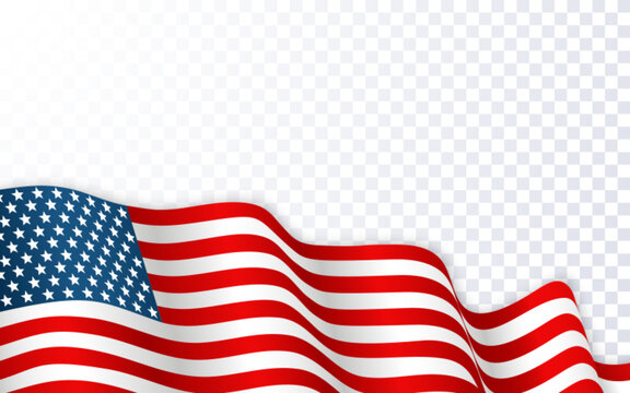 USA flag waving on the wind. 4th of the July or Independence day background. Vector illustration