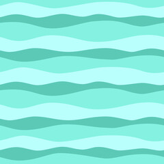 Vector  flat design seamless pattern: blue sea with waves. For textile, wrapping paper, wallpaper, scrapbooking. Mood of summer travel and vacations.