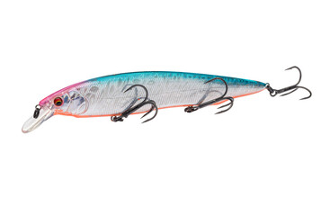 Wobbler with hooks for fishing as bait for fish, which is used for spinning. Fishing tackle for a...