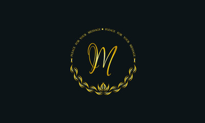 Vintage bright decorative monogram with the letter M. Elegant emblem for hotel, restaurant, business, presentation and more.