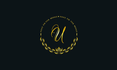 Vintage bright decorative monogram with the letter U. Elegant emblem for hotel, restaurant, business, presentation and more.