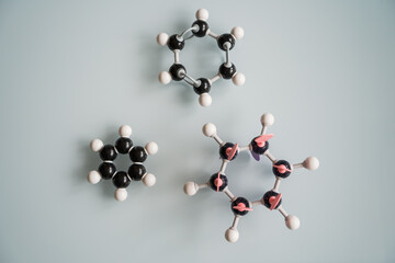 Three Molecular models of Benzene