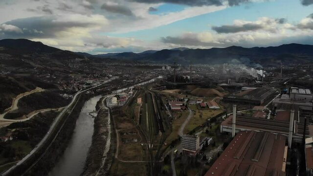 Sarajevo Suburbs Drone Footage on a Gloomy Day
