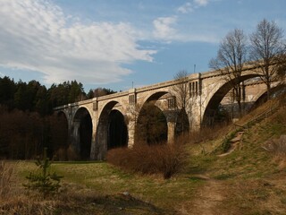 Fototapeta na wymiar Railway viaducts called Romincka Forest Aqueducts, Stańczyki, Warmian-Masurian province, Poland