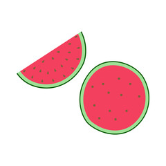 Watermelon cut in half. Isolated on a white background. Vector illustration