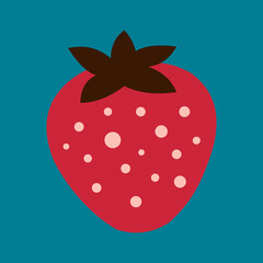 Strawberry berry on a blue background for printing on clothes, pillows, kitchen and children's textiles. 
