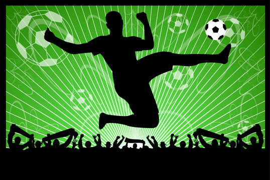 soccer silhouettes on the abstract background - vector