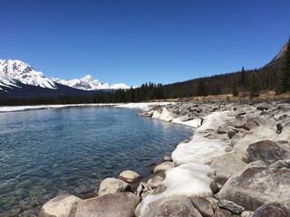 Scenic Jasper National Park with perfect blue skies