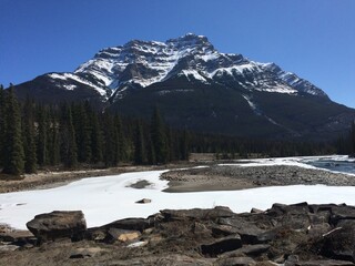 Scenic Jasper National Park with perfect blue skies