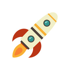Cartoon rocket space ship take off, isolated vector illustration. Simple retro spaceship icon