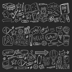 English course. E-learning, online education. English language