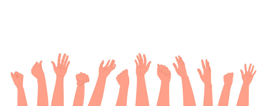 Human hands clapping, clapping, fans. Vector illustration in a flat style on a white background
