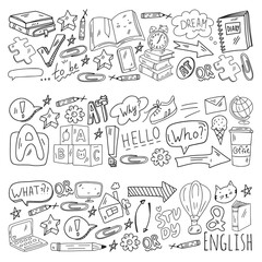 English course. E-learning, online education. English language