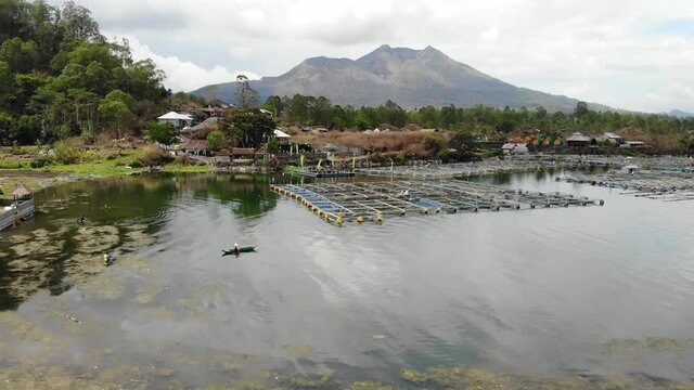 Lake and Fields in the Kintamani Village in Bali, Indonesia