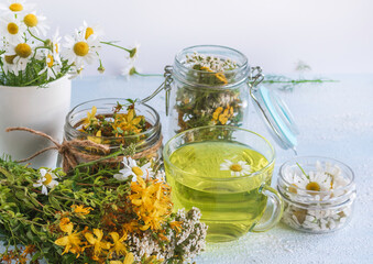 Mix of chamomile and Hypericum wort tea