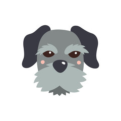 Dog s face. Vector illustration of funny cartoon pet in trendy flat style. Isolated on white