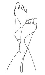 Silhouettes of human legs, foot in modern one line style. Continuous line drawing, aesthetic outline for home decor, posters, wall art, stickers, logo. Vector illustration.