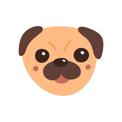 Dog s face. Vector illustration of funny cartoon pet in trendy flat style. Isolated on white
