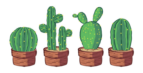 Vector Cactus Hand Draw Style Collection 