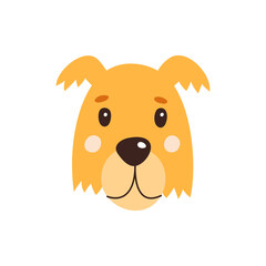 Obraz premium Dog s face. Vector illustration of funny cartoon pet in trendy flat style. Isolated on white