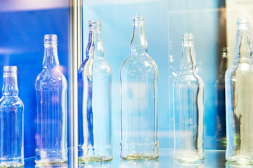 Empty bottles for wine in shop