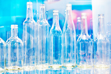Empty bottles for wine in shop
