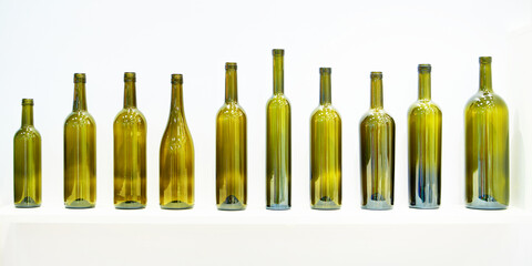Empty bottles for wine in shop