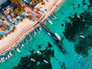 Aerial photo of the pier of Puerto Morelo
 - obrazy, fototapety, plakaty