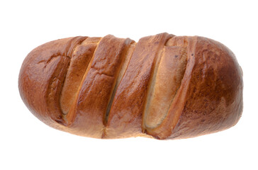 Ruddy bun, confection, on a white background in isolation