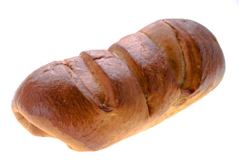 Ruddy bun, confection, on a white background in isolation