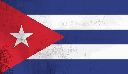 Vector Illustration flag of cuba in grunge texture style.