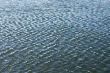 Water drop creating waves and ripples in on a dark blue background