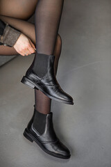 woman shoes winter studio fashion modern model