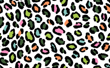 Abstract modern leopard seamless pattern. Animals trendy background. Colorful decorative vector stock illustration for print, card, postcard, fabric, textile. Modern ornament of stylized skin