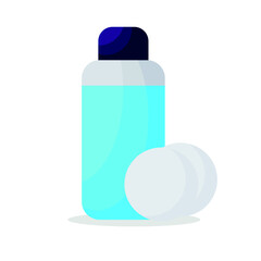 Nail polish remover and sponge for conceptual design. Fashion illustration. Vector illustration on a white background