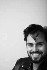 Bearded man. Handsome confident perfect hairstyle man. Vertical.