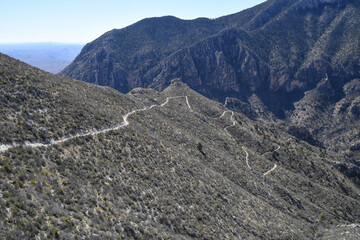 A twisting mountain trail in Guadeloupe National Park in Texas