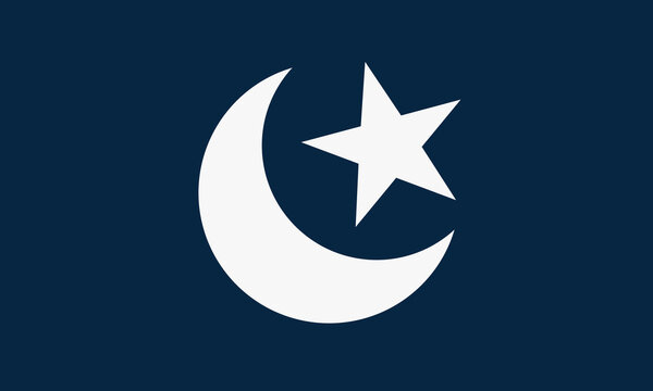 Islamic symbol on blue background. crescent moon with star design vector.