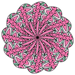 Mandala red green pattern art design stock vector illustration for web, for print, for fabric print