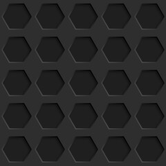 Fototapeta premium Abstract seamless pattern with hexagon holes in black colors