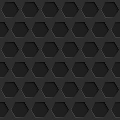 Abstract seamless pattern with hexagon holes in black colors