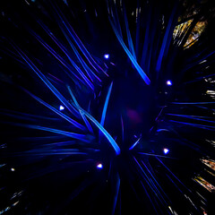 Abstract Conceptual Close Up Spiny Sea Urchin Neon Blue Color and Design - 429504829