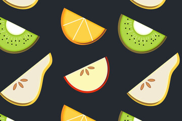 Set of exotic fruits for background, postcards, invitations, textile	