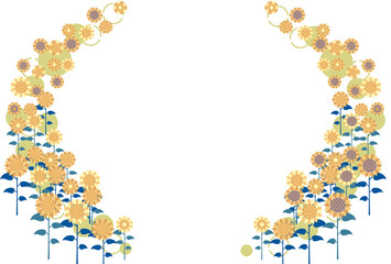 ひまわり　フレーム　背景素材　イラスト