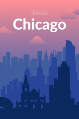 Chicago, USA famous city scape view background.