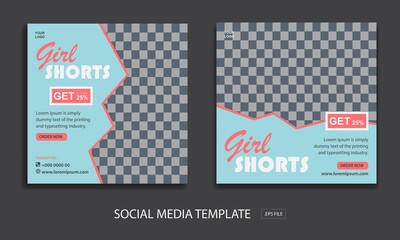 set of social media template for promotion shorts, with color blue