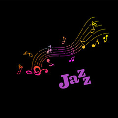 Abstraction of the note. Multicolored musical abstraction jazz. Vector illustration